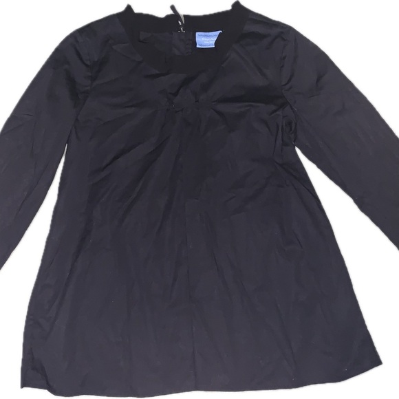 Simply Vera Vera Wang Black Long Sleeve Relaxed Blouse with Mandarin Collar - Picture 1 of 5